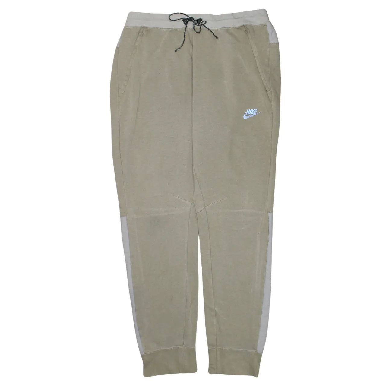 Nike Beige Cream Joggers Men’s Large Embroidered Logo Drawstring Waist Cuffed Sweatpants sold by Vintage Club