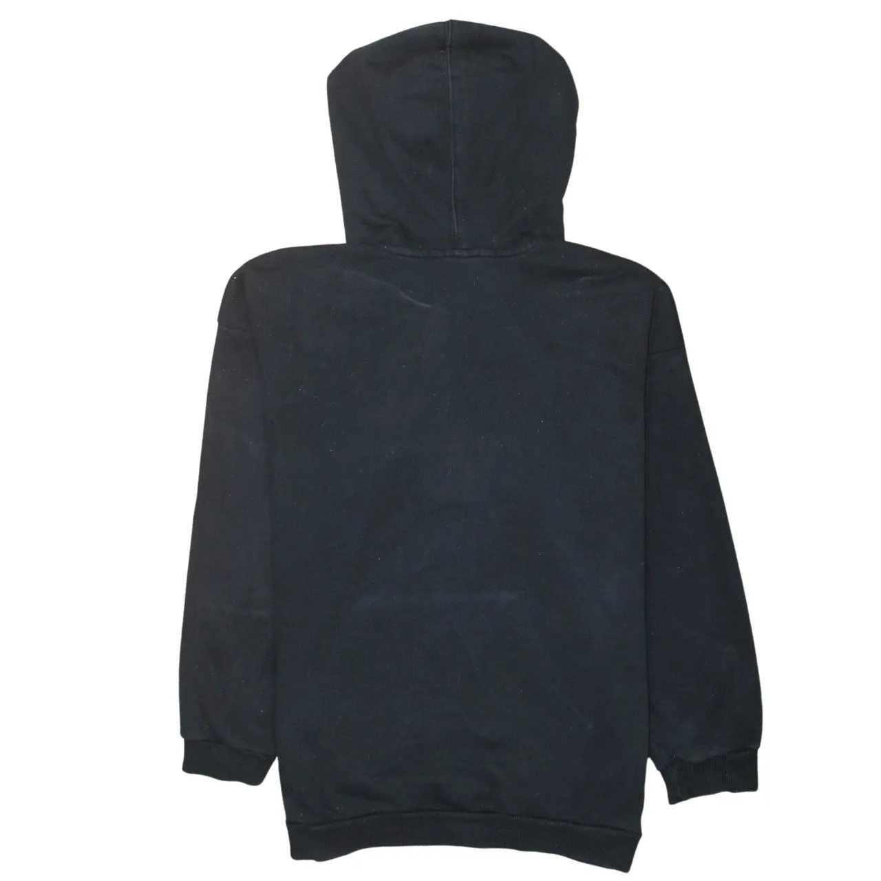 Adidas Black Hoodie Women’s Large Trefoil Printed Logo Front Pocket Pullover Sweatshirt sold by Vintage Club product image thumbnail 2