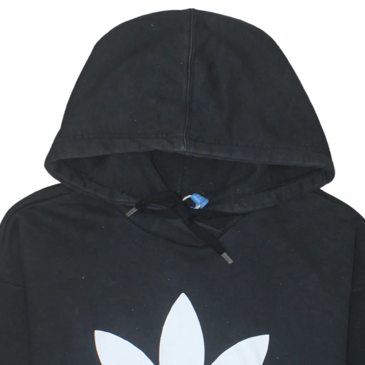 Adidas Black Hoodie Women’s Large Trefoil Printed Logo Front Pocket Pullover Sweatshirt sold by Vintage Club product image thumbnail 3