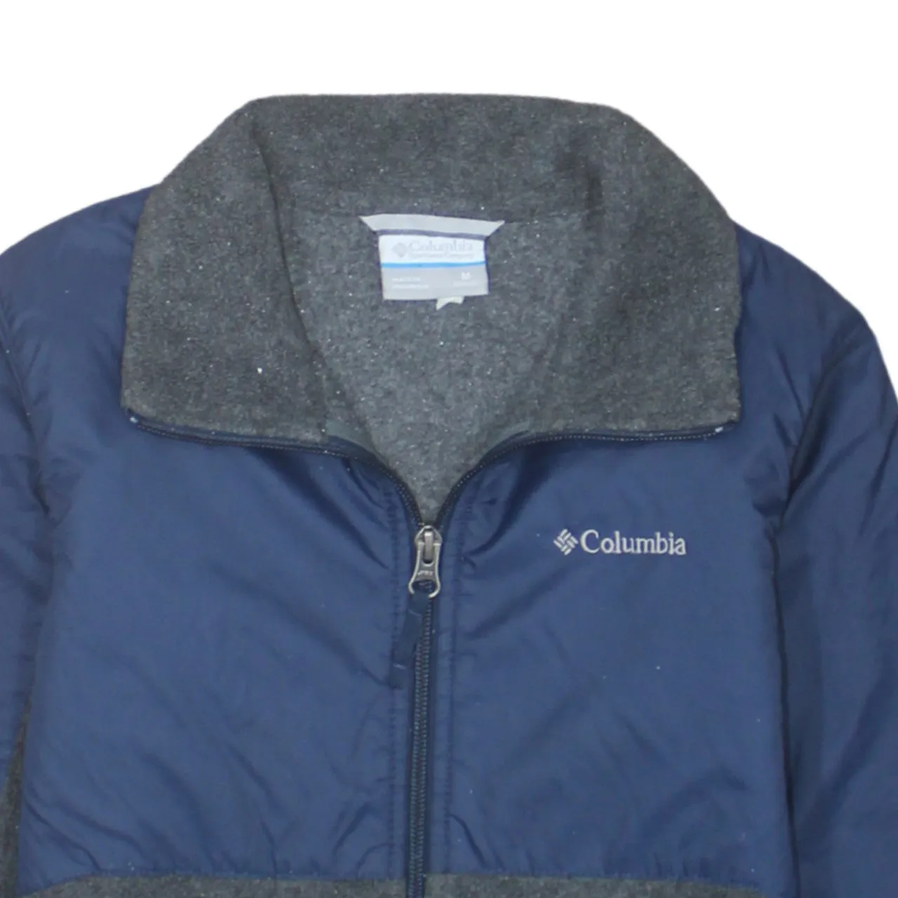 Columbia Navy Grey Fleece Jacket Women's Medium Full Zip Embroidered Logo Outdoor Coat sold by Vintage Club product image thumbnail 3