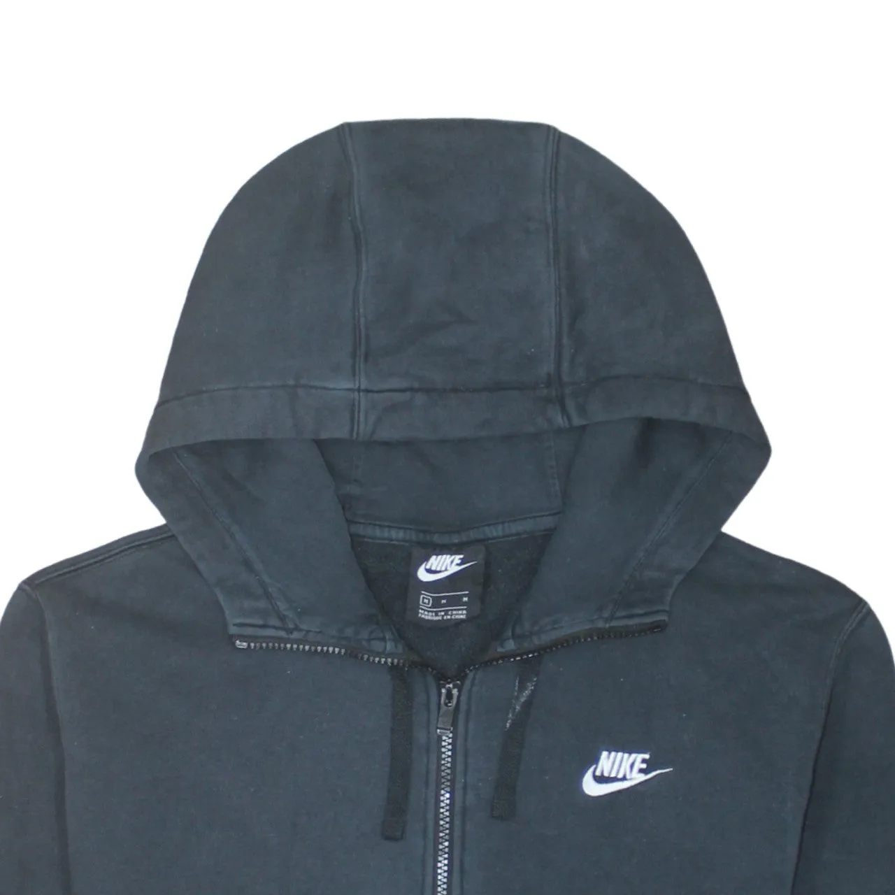 Nike Black Full Zip Hoodie Men's Medium Embroidered Swoosh Split Pocket Fleece Sweatshirt sold by Vintage Club product image thumbnail 3