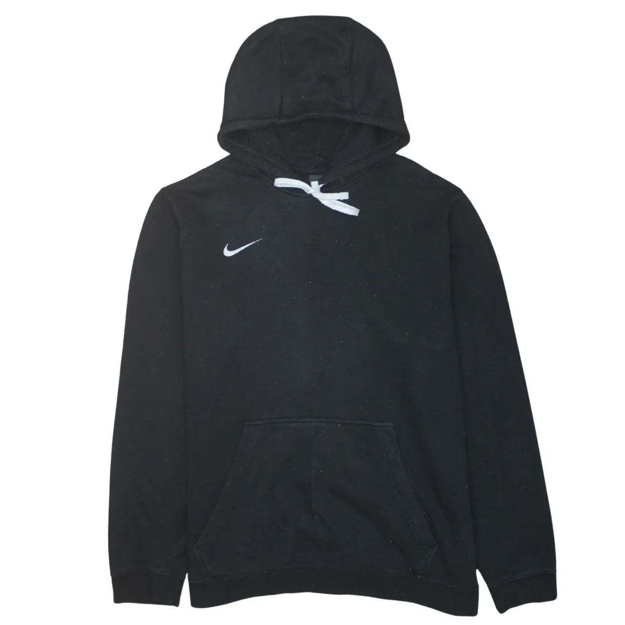 Nike Black Hoodie Women’s XLarge Embroidered Swoosh White Drawstring Front Pocket Sweatshirt sold by Vintage Club