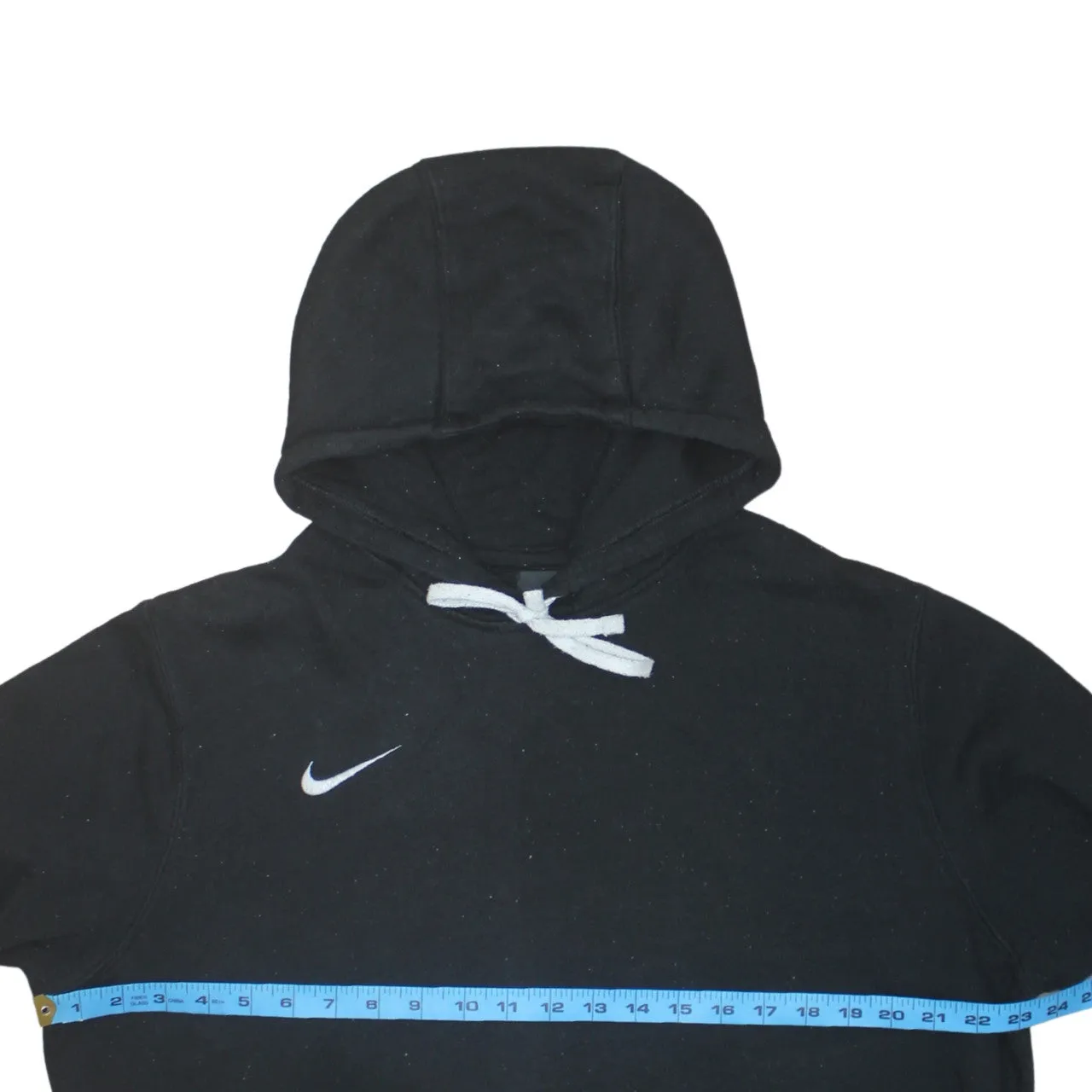 Nike Black Hoodie Women’s XLarge Embroidered Swoosh White Drawstring Front Pocket Sweatshirt sold by Vintage Club product image thumbnail 5