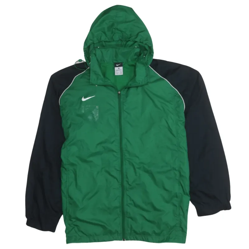 Nike Green Hooded Windbreaker Women’s XLarge Embroidered Swoosh Zip Front Mesh Lined Jacket sold by Vintage Club