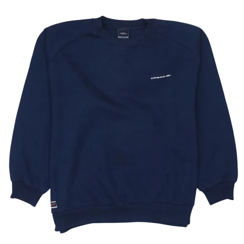 Umbro Navy Blue Sweatshirt Men's XXLarge Embroidered Chest Logo Ribbed Cuffs Pullover Fleece Top sold by Vintage Club