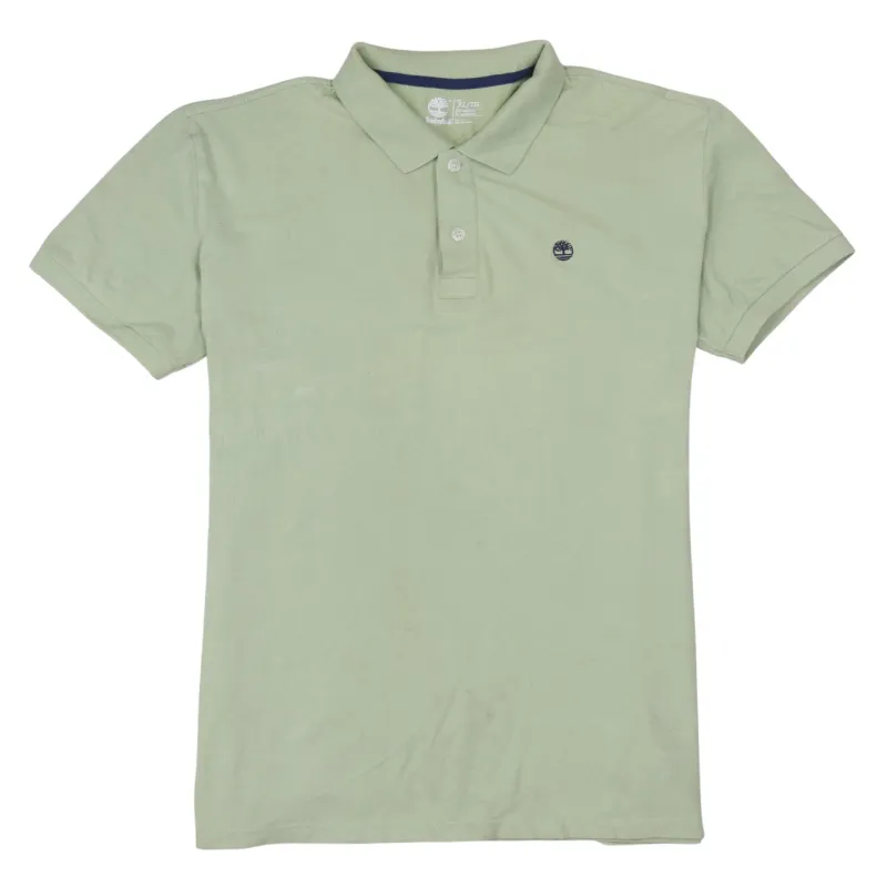 Timberland Light Sage Green Polo Shirt Women’s XLarge Embroidered Chest Logo Short Sleeve Top sold by Vintage Club
