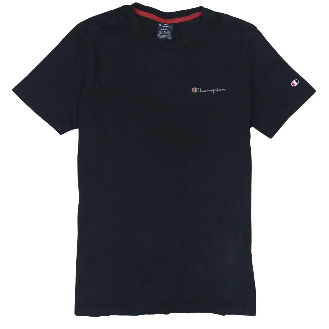 Champion Black T Shirt Men's Small Embroidered Chest Logo Sleeve C Logo Casual Top Tee sold by Vintage Club