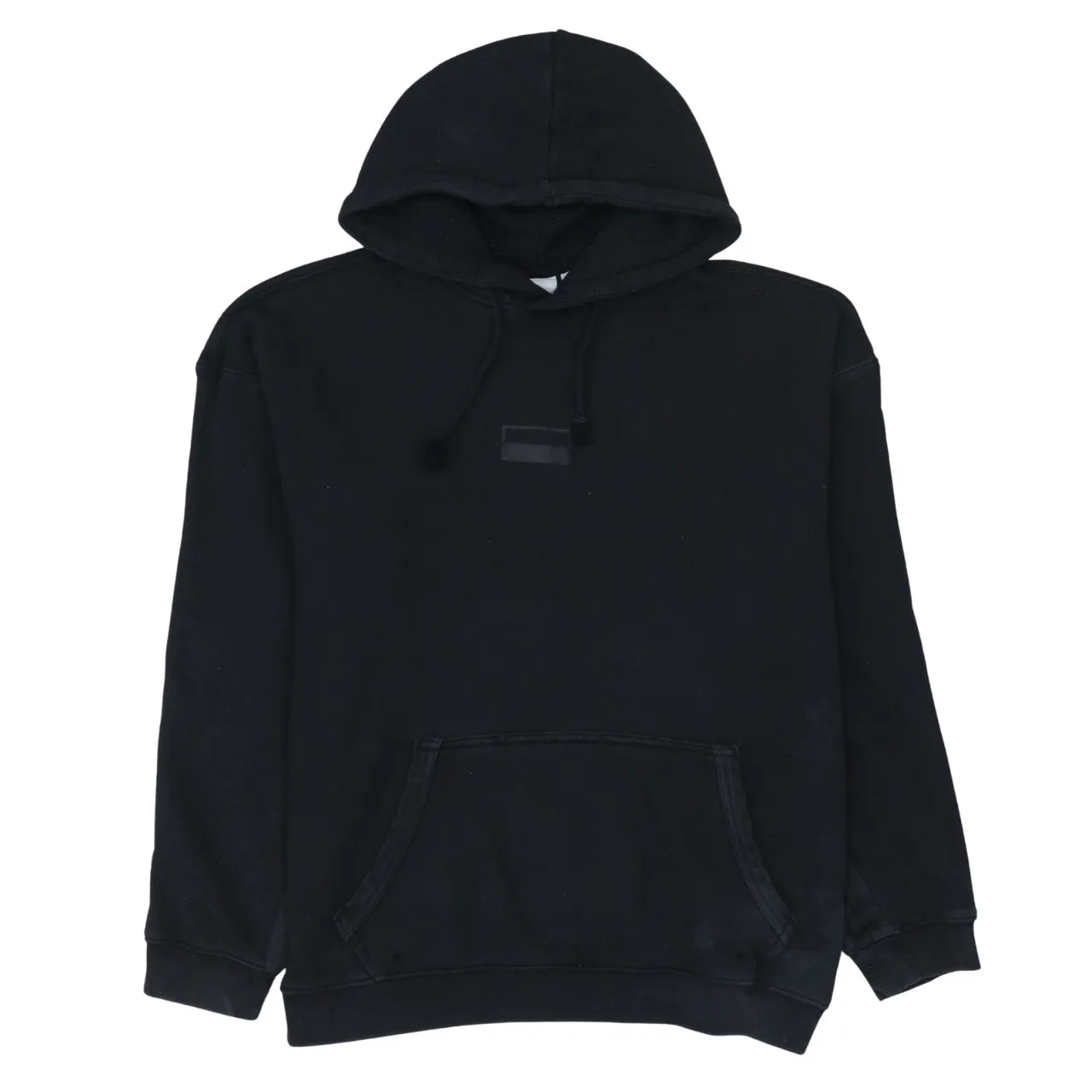 Adidas Black Hoodie Men's Small Minimal Logo Drawstring Hood Front Pouch Pullover Sweatshirt sold by Vintage Club