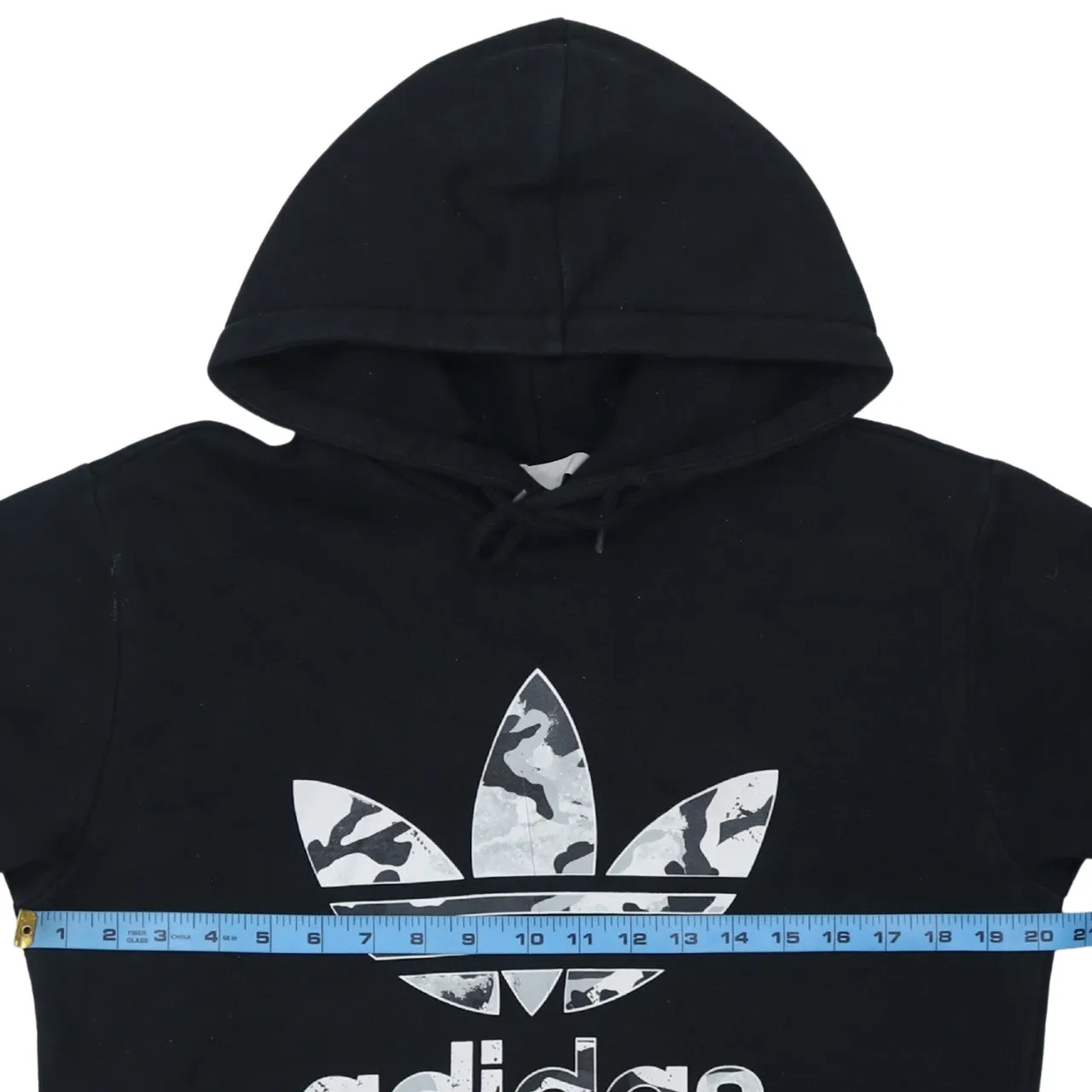 Adidas Black Hoodie Men's Small Camo Trefoil Printed Logo Front Pocket Sweatshirt sold by Vintage Club product image thumbnail 5