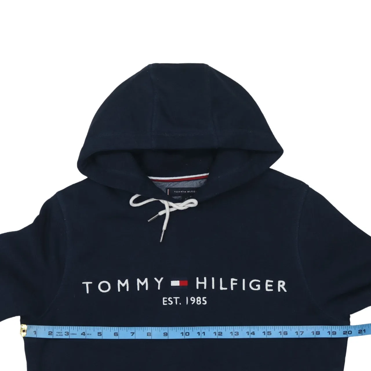 Tommy Hilfiger Navy Blue Hoodie Men's Small Embroidered Logo Front Pocket Pullover Sweatshirt sold by Vintage Club product image thumbnail 5