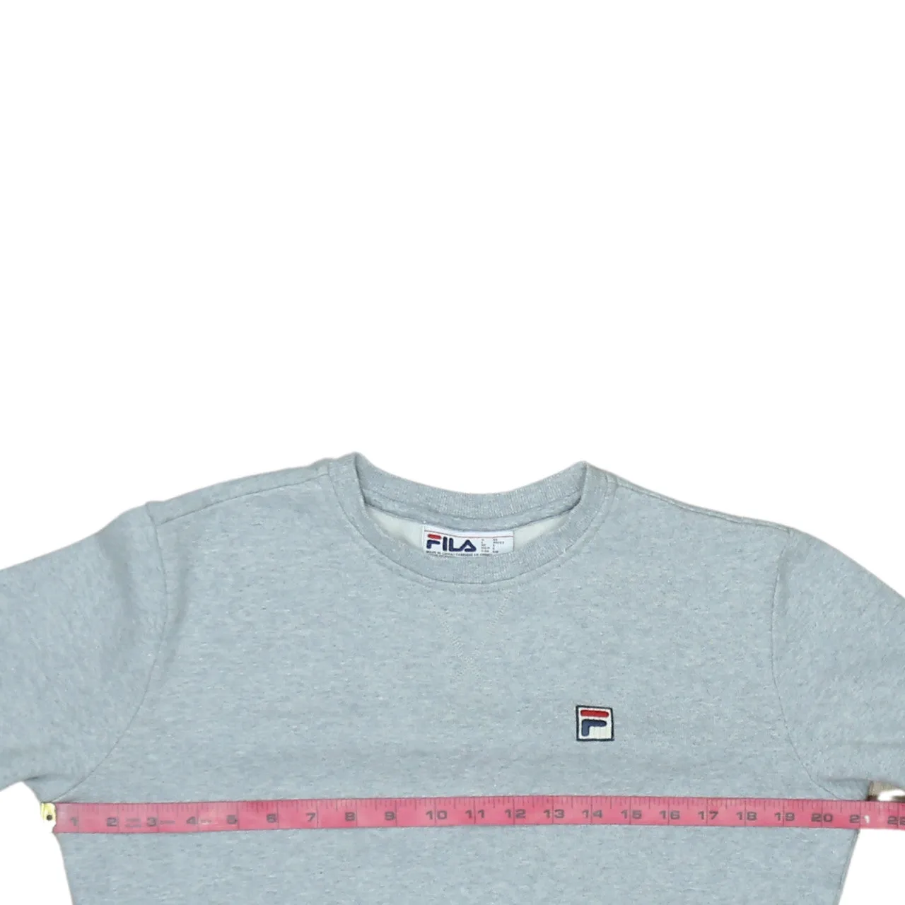Fila Light Grey Sweatshirt Men's Small Embroidered Chest Logo Ribbed Cuffs Crewneck Pullover sold by Vintage Club product image thumbnail 5