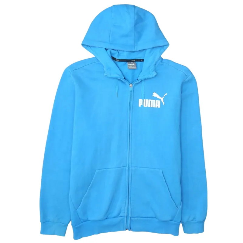 Puma Bright Blue Hoodie Women’s XLarge Full Zip Printed Logo Front Pockets Sweatshirt made by Puma