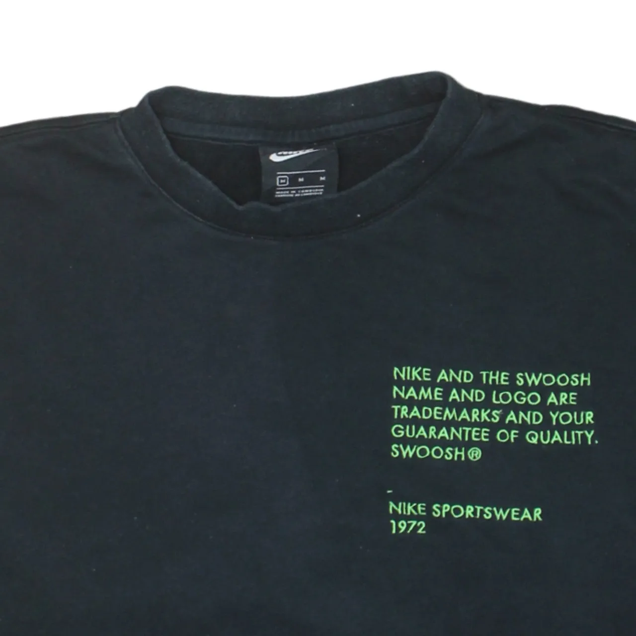 Nike Black Sweatshirt Men's Medium Printed Swoosh Text Logo Sleeve Crewneck Pullover sold by Vintage Club product image thumbnail 3