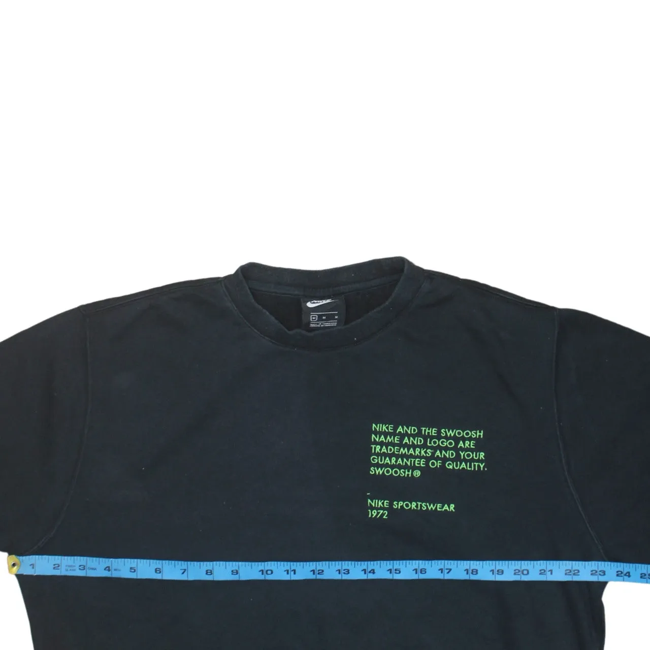 Nike Black Sweatshirt Men's Medium Printed Swoosh Text Logo Sleeve Crewneck Pullover sold by Vintage Club product image thumbnail 5