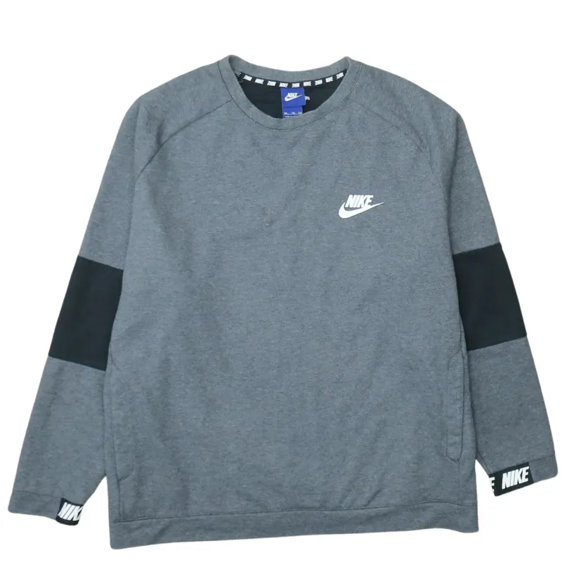 Nike Dark Grey Sweatshirt Women’s XXLarge Printed Logo Panel Sleeves Crewneck Pullover Top made by Nike