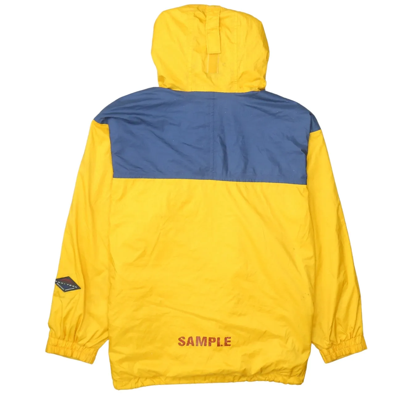 Columbia Yellow Blue Hooded Windbreaker Jacket Women’s Medium Embroidered Logo Sample Outerwear sold by Vintage Club product image thumbnail 2