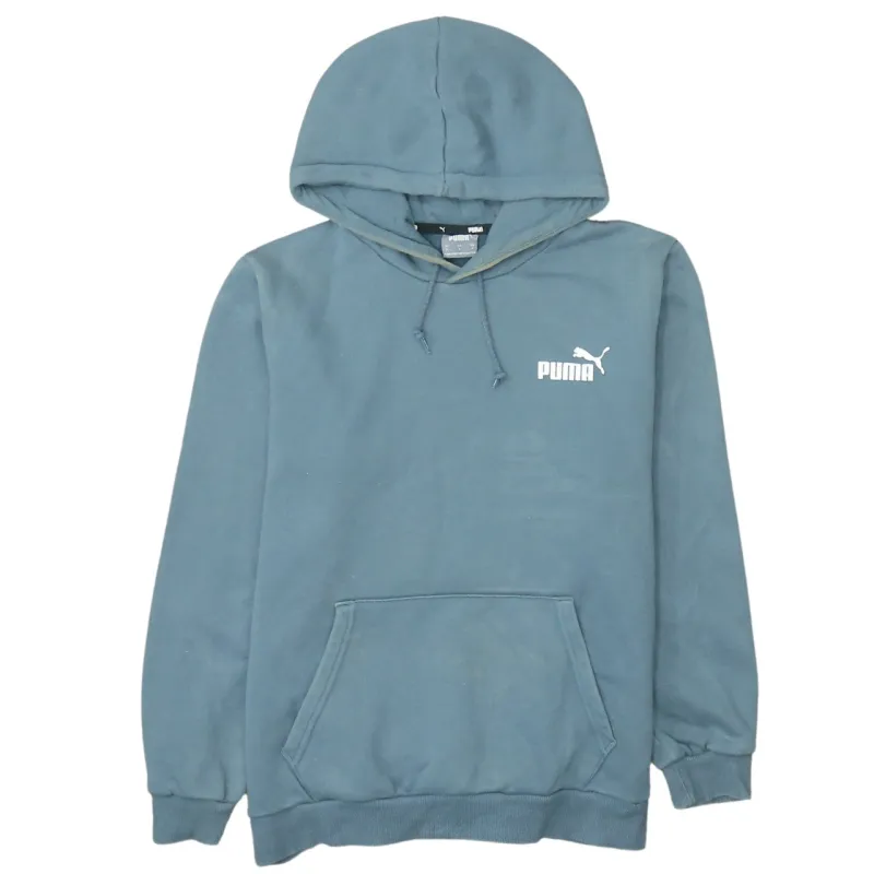 Puma Blue Hoodie Men's Medium Printed Chest Logo Front Pocket Pullover Sweatshirt sold by Vintage Club