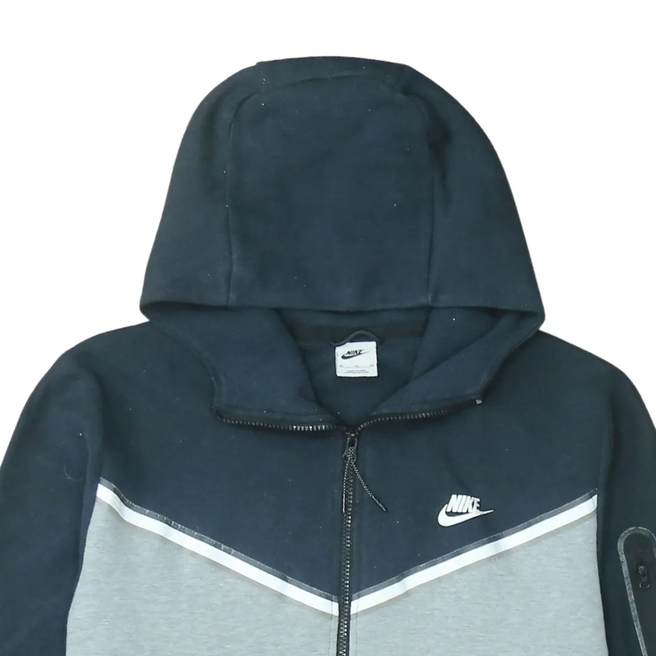Nike Navy Grey Full Zip Hoodie Women’s XLarge Embroidered Swoosh Arm Zip Pocket Sweatshirt sold by Vintage Club product image thumbnail 3