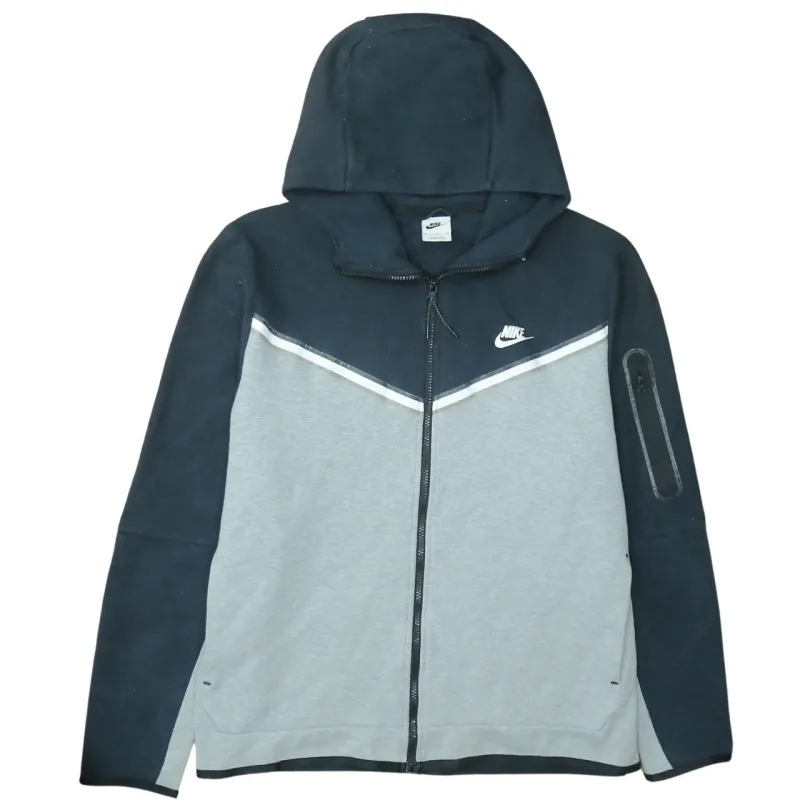 Nike Navy Grey Full Zip Hoodie Women’s XLarge Embroidered Swoosh Arm Zip Pocket Sweatshirt sold by Vintage Club