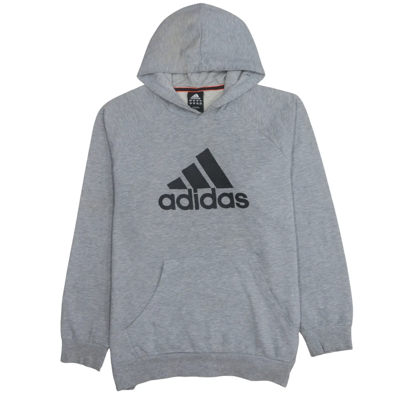 Adidas Grey Hoodie Women’s XLarge Printed Logo Front Pouch Fleece Pullover Sweatshirt sold by Vintage Club