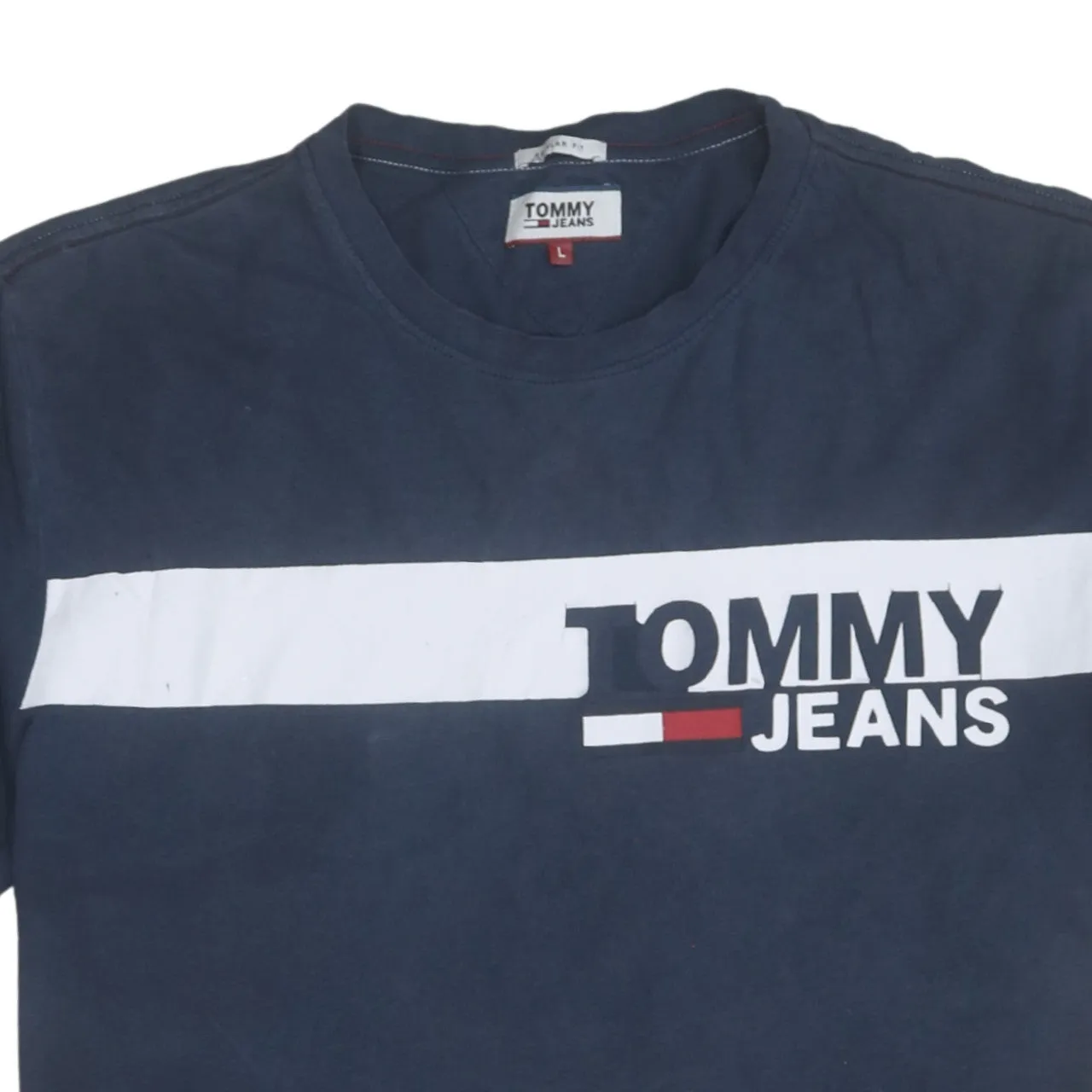 Tommy Jeans Navy Blue T Shirt Women’s Large Printed Logo Chest Flag Sleeve Casual Top sold by Vintage Club product image thumbnail 3