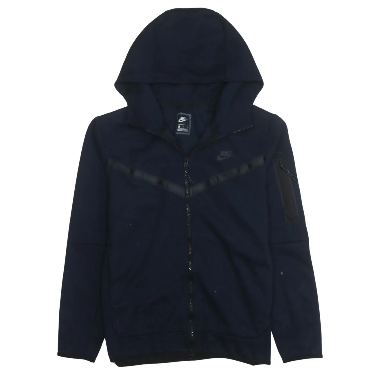 Nike Navy Blue Full Zip Hoodie Women’s Large Embroidered Chest Logo Sleeve Zip Pocket Sweatshirt sold by Vintage Club