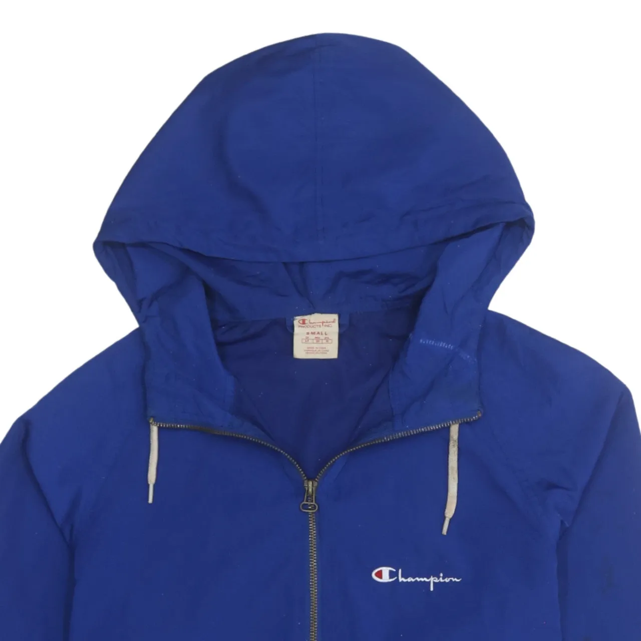 Champion Royal Blue Hooded Windbreaker Men’s Small Embroidered Logos Quarter Zip Pullover Jacket sold by Vintage Club product image thumbnail 3