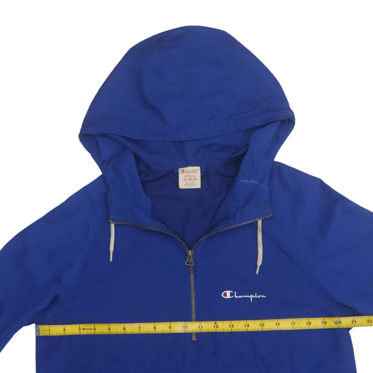 Champion Royal Blue Hooded Windbreaker Men’s Small Embroidered Logos Quarter Zip Pullover Jacket sold by Vintage Club product image thumbnail 5