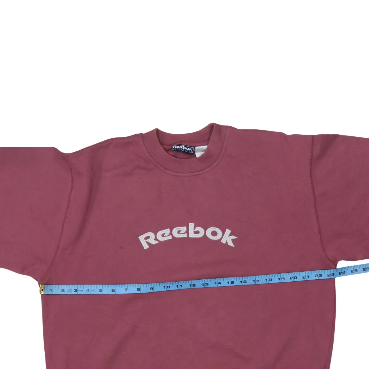 Reebok Burgundy Red Sweatshirt Women's Large Printed Logo Crewneck Pullover Fleece Top sold by Vintage Club product image thumbnail 5