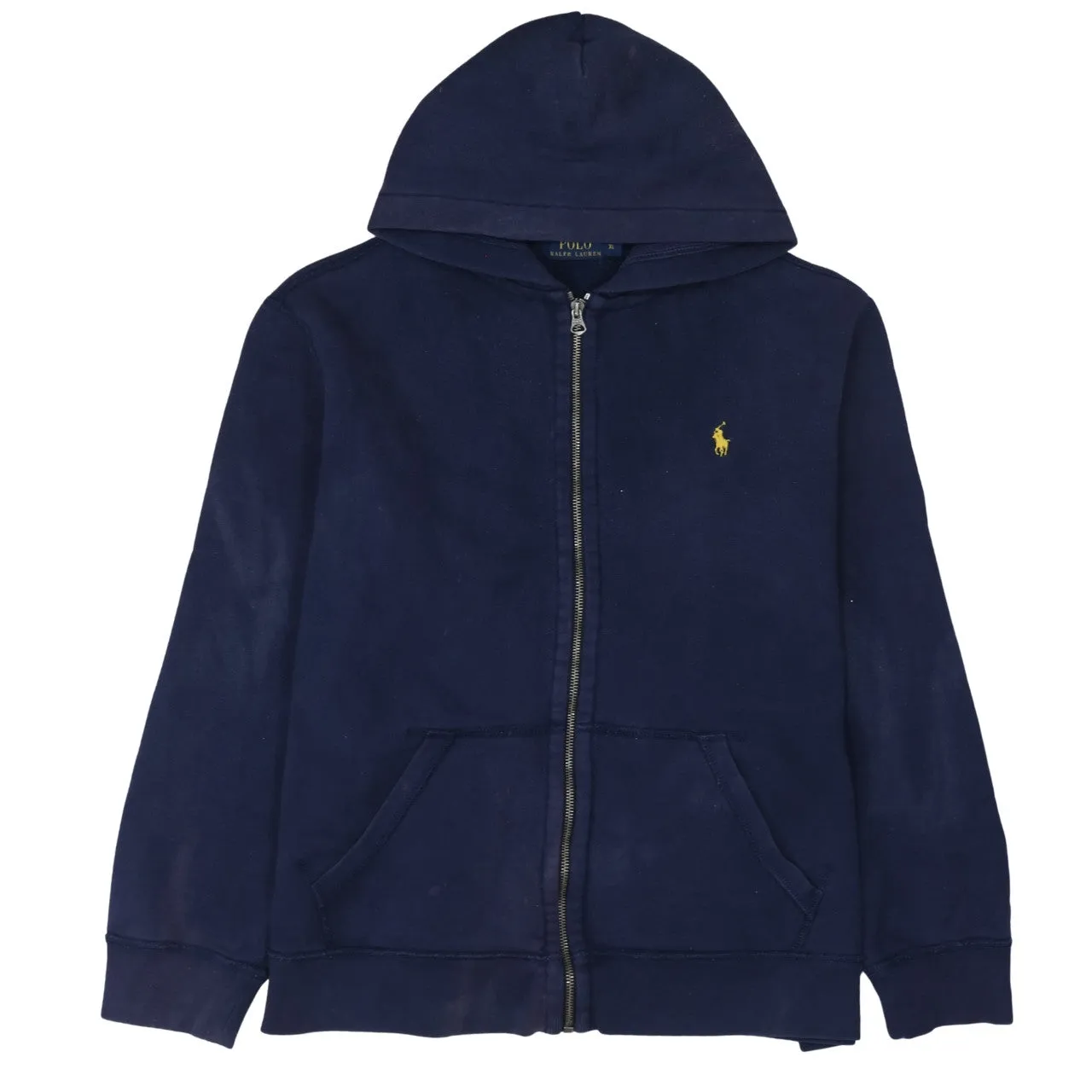 Polo Ralph Lauren Navy Blue Hoodie Men's XLarge Embroidered Pony Zip Front Pockets Sweatshirt sold by Vintage Club