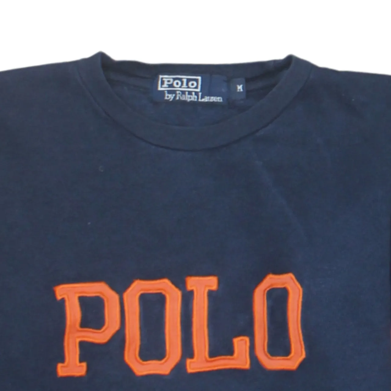 Polo Ralph Lauren Navy Blue Sweatshirt Women's Medium Embroidered Polo Logo Sleeve Stripes Pullover sold by Vintage Club product image thumbnail 3