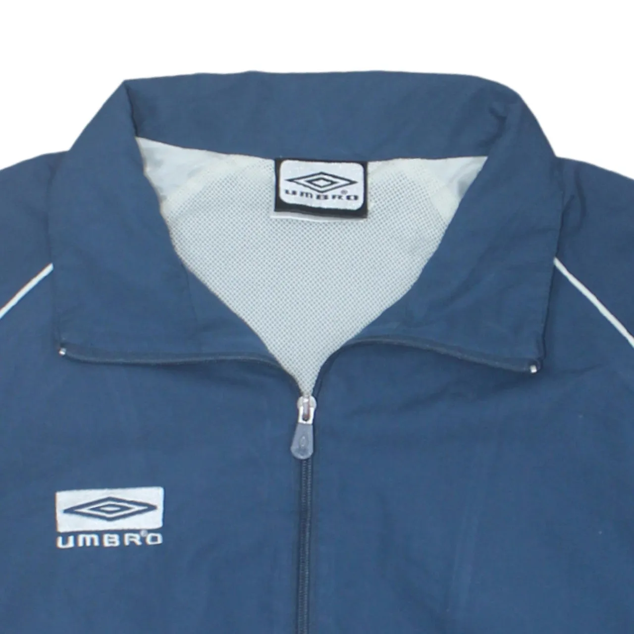 Umbro Navy Blue Windbreaker Jacket Women's Large Embroidered Logo Full Zip Track Top sold by Vintage Club product image thumbnail 3