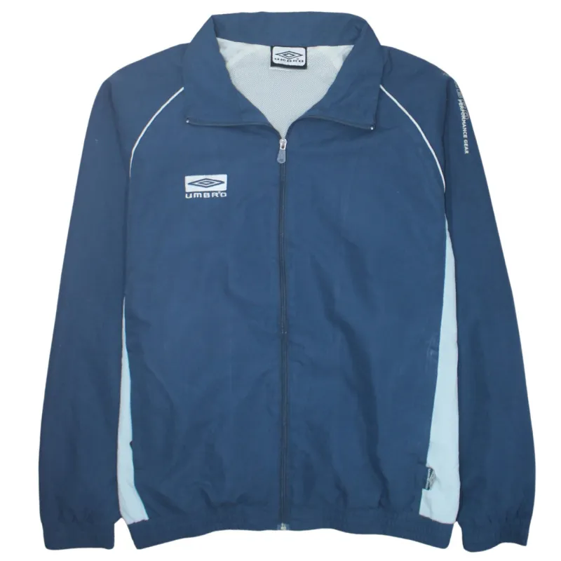 Umbro Navy Blue Windbreaker Jacket Women's Large Embroidered Logo Full Zip Track Top made by Umbro