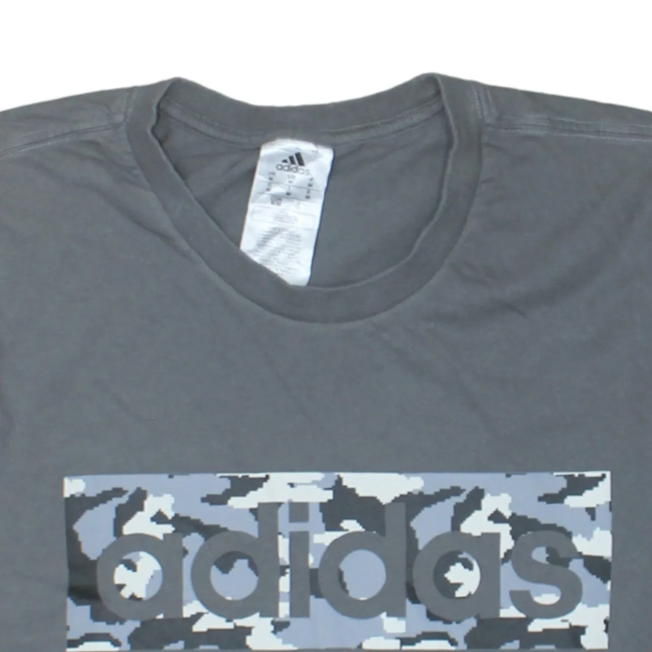 Adidas Grey T Shirt Men's Medium Camo Box Printed Logo Short Sleeve Tee Top sold by Vintage Club product image thumbnail 3