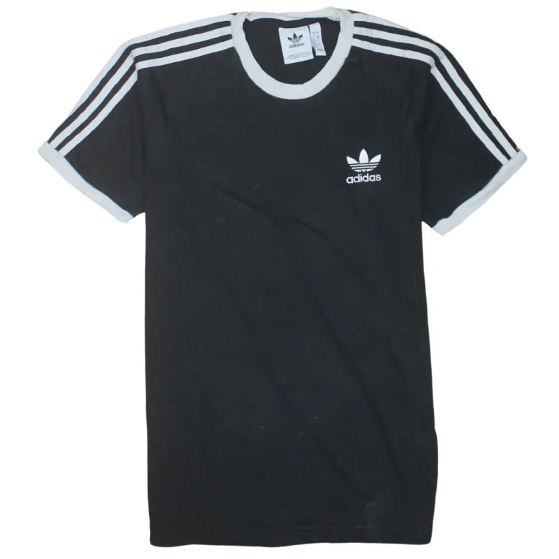 Adidas Black T-Shirt Men's Small Trefoil Logo Three Stripe Sleeves Casual Tee Top sold by Vintage Club