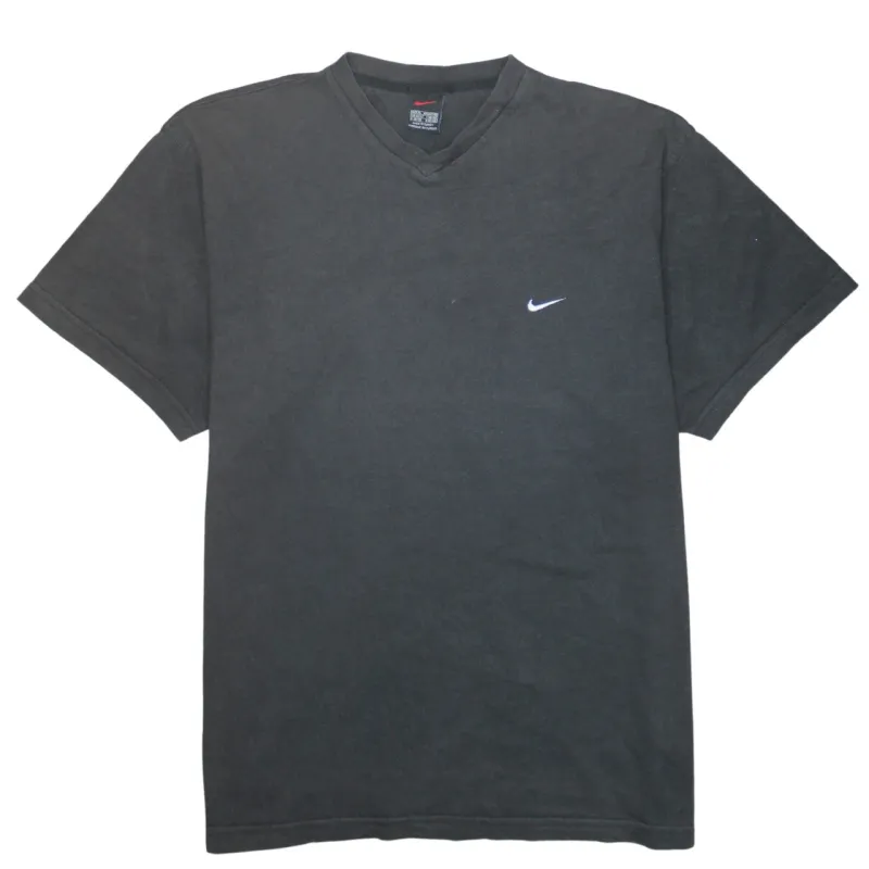 Nike Faded Black T-Shirt Men’s XLarge Embroidered Swoosh V Neck Casual Tee Top made by Nike