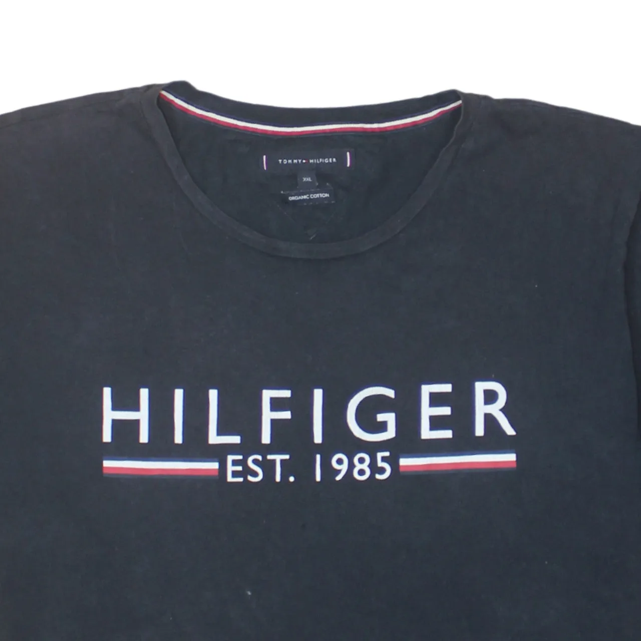 Tommy Hilfiger Black T-Shirt Women's XXLarge Printed Hilfiger Est 1985 Logo Short Sleeve Top sold by Vintage Club product image thumbnail 3