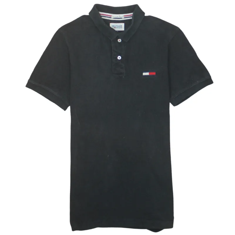 Tommy Hilfiger Black Polo Shirt Women's Medium Embroidered Flag Logo Short Sleeve Top sold by Vintage Club