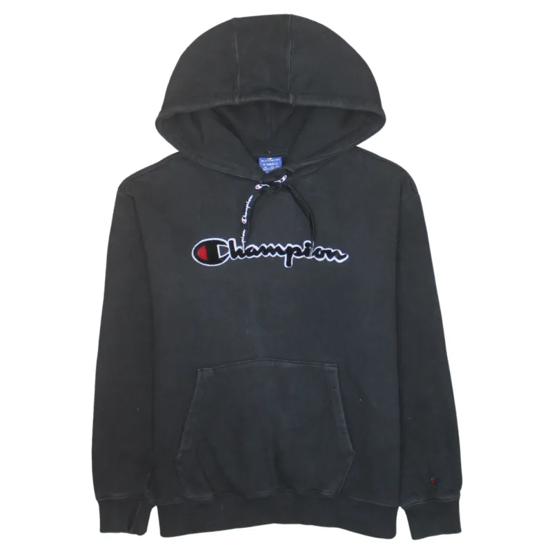 Champion Black Hoodie Men’s XSmall Embroidered Script Logo Front Pocket Pullover Sweatshirt sold by Vintage Club