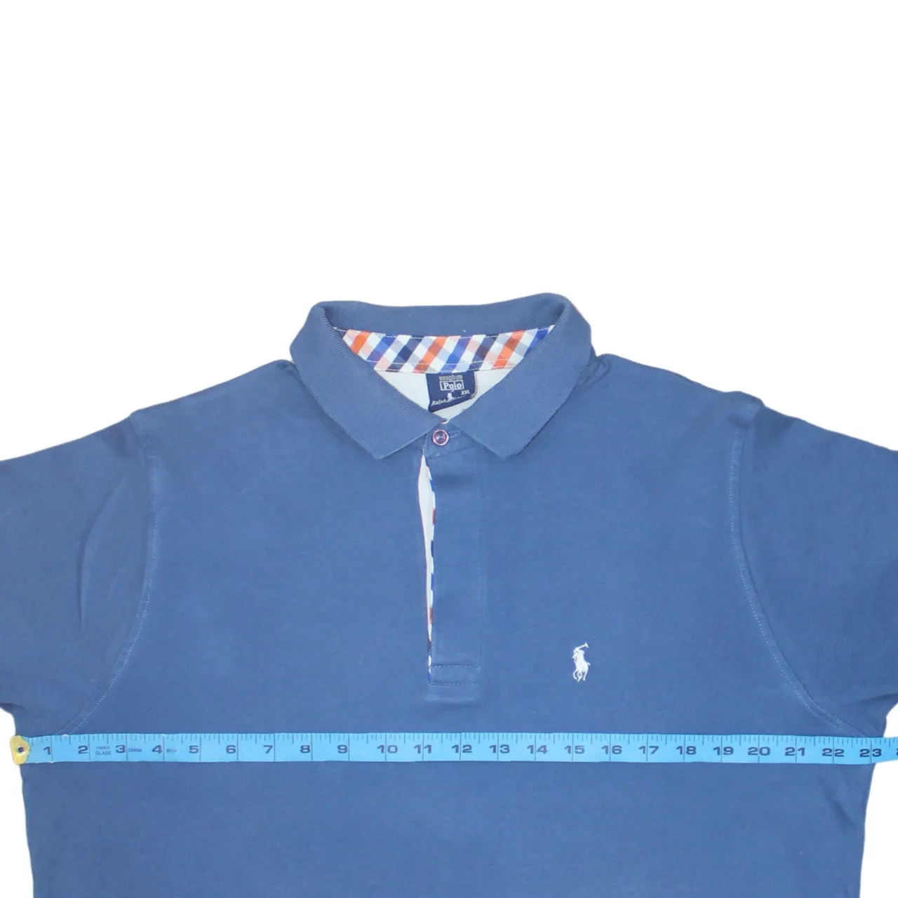 Polo Ralph Lauren Blue Polo Shirt Women’s XXL Embroidered Pony Check Placket Casual Top sold by Vintage Club product image thumbnail 5