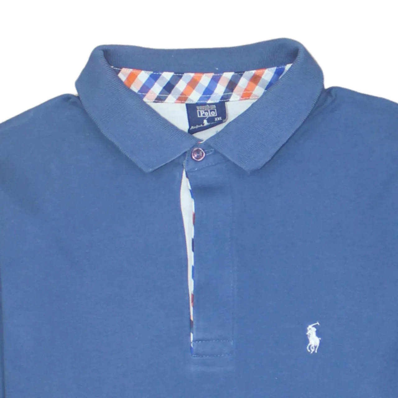 Polo Ralph Lauren Blue Polo Shirt Women’s XXL Embroidered Pony Check Placket Casual Top sold by Vintage Club product image thumbnail 3