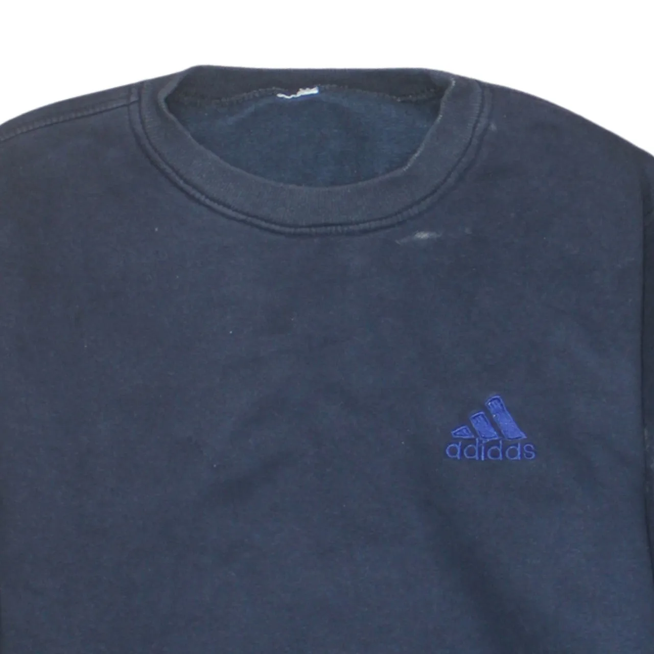 Adidas Navy Blue Sweatshirt Men's Small Embroidered Chest Logo Ribbed Cuffs Pullover Jumper sold by Vintage Club product image thumbnail 3