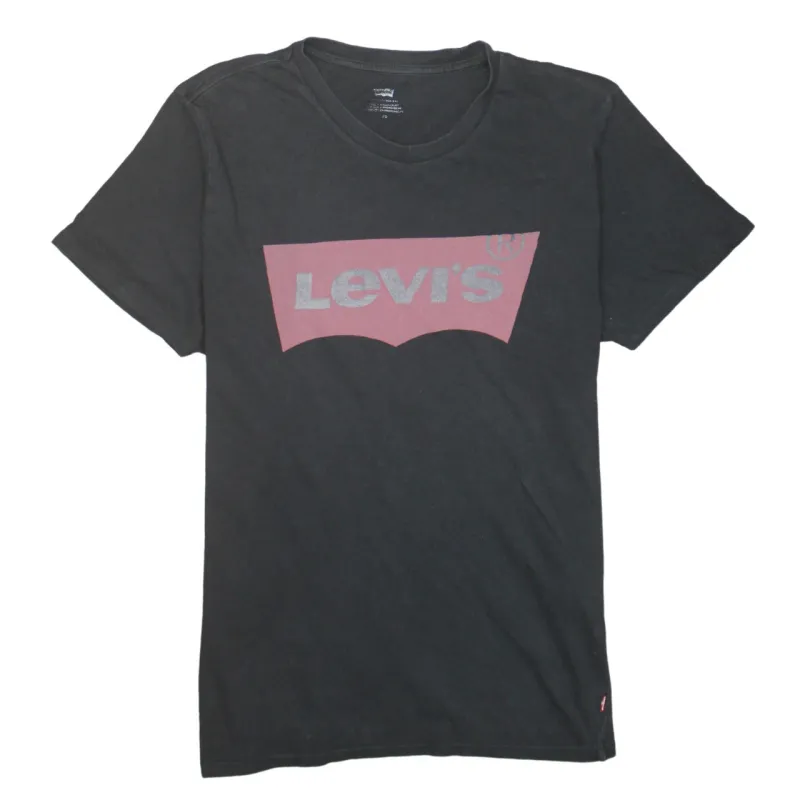 Levi's Black T Shirt Women's Large Printed Batwing Logo Short Sleeve Casual Top made by Levi's