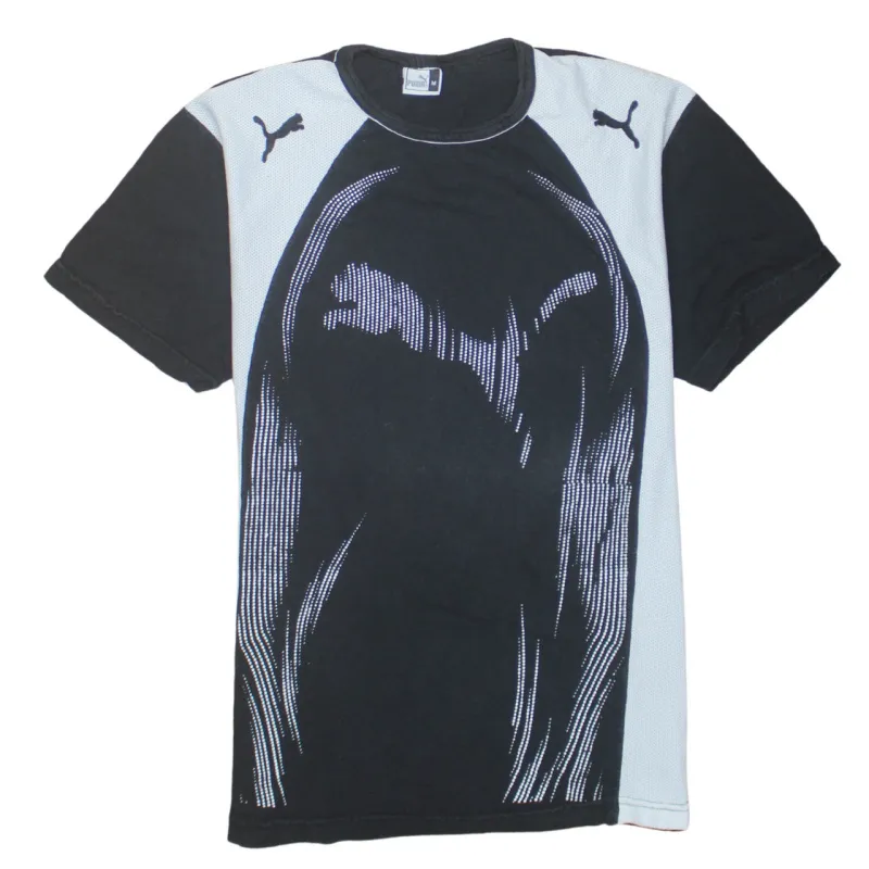Puma Black White T Shirt Men's Medium Big Cat Graphic Printed Logo Sports Tee made by Puma