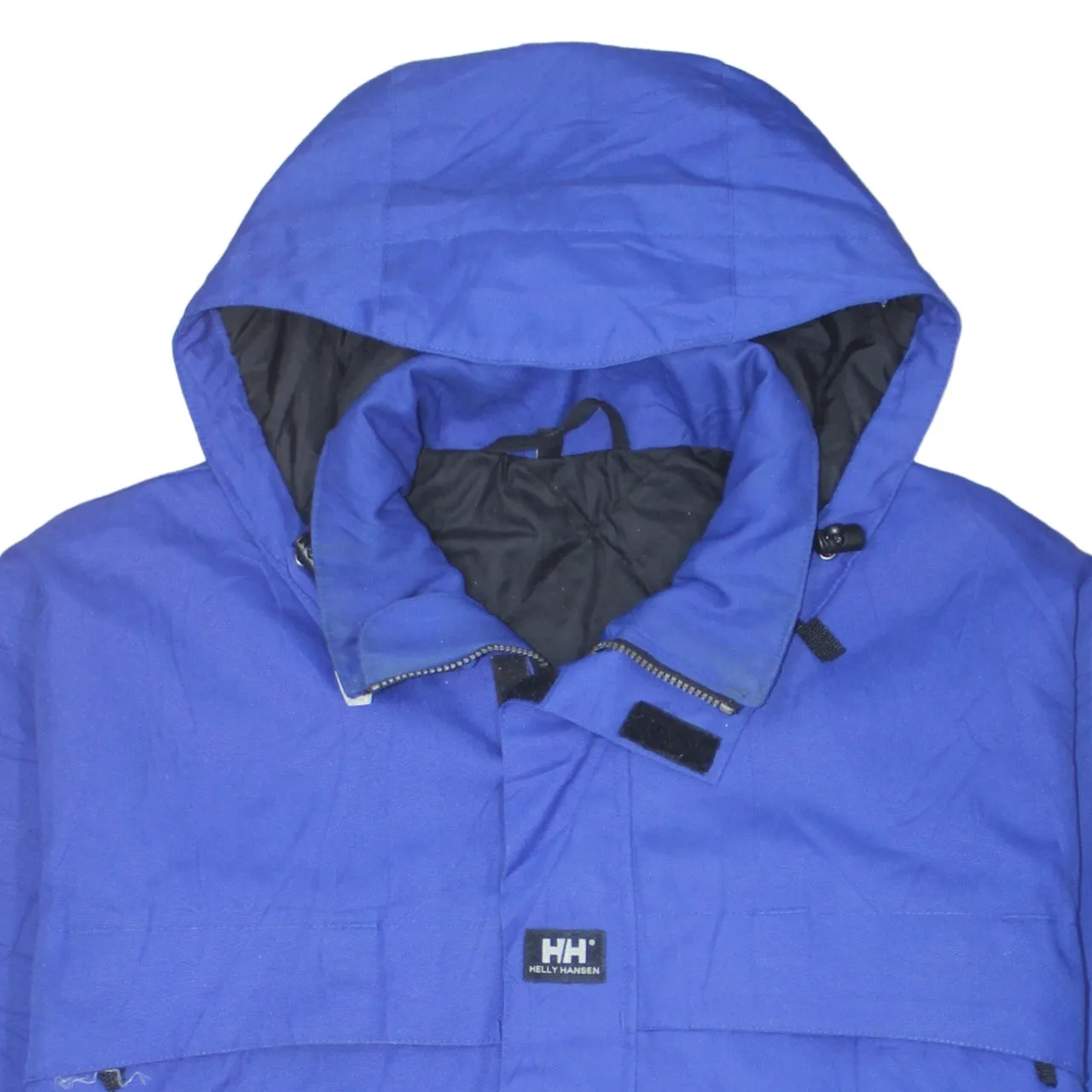 Helly Hansen Blue Black Hooded Jacket Men's Large Reflective Stripes Zip Pockets Outerwear sold by Vintage Club product image thumbnail 3