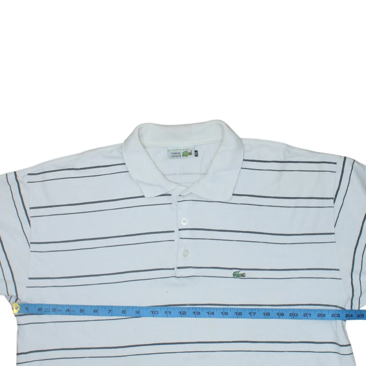 Lacoste White Striped Polo Shirt Women’s 3XL Embroidered Croc Logo Short Sleeve Top sold by Vintage Club product image thumbnail 5
