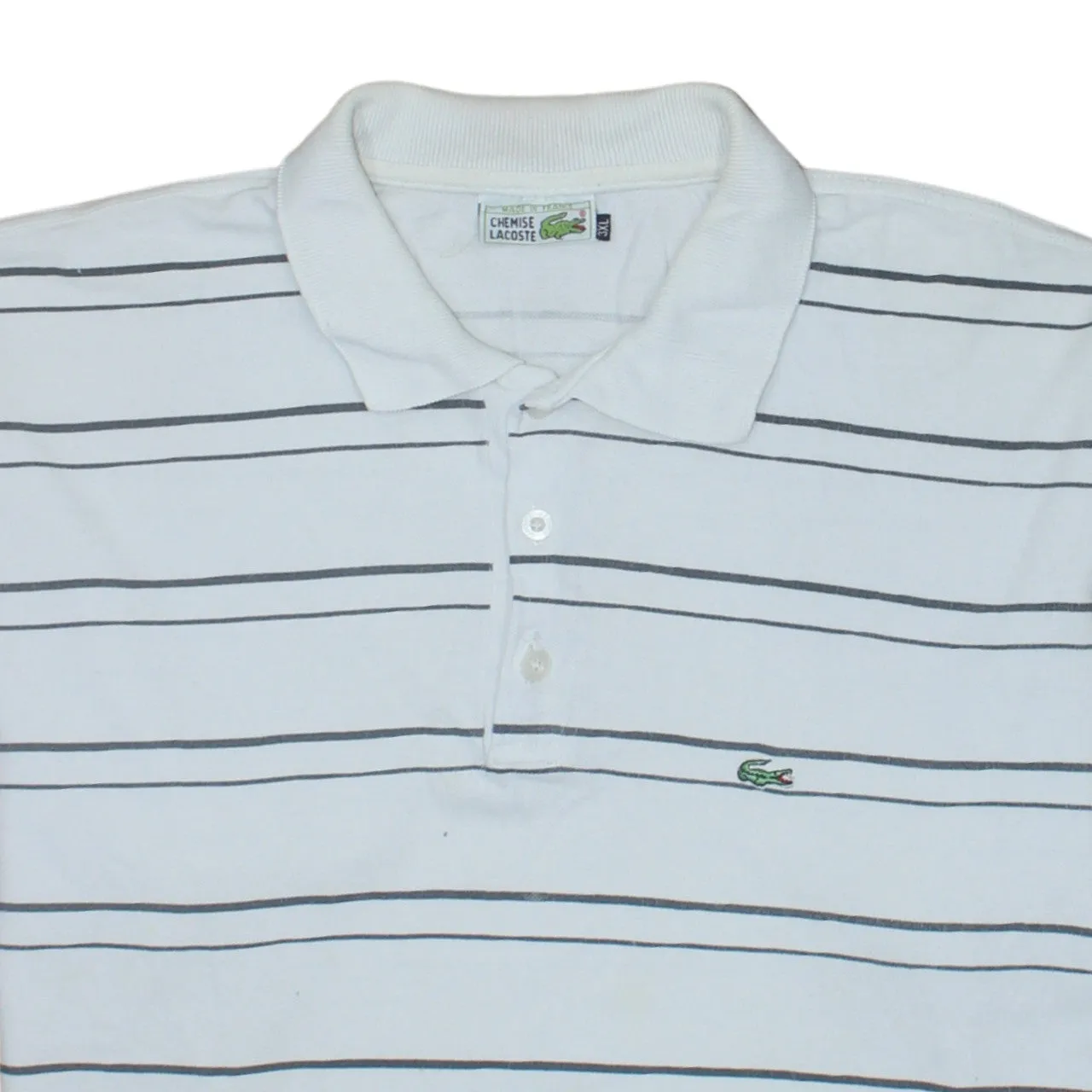 Lacoste White Striped Polo Shirt Women’s 3XL Embroidered Croc Logo Short Sleeve Top sold by Vintage Club product image thumbnail 3