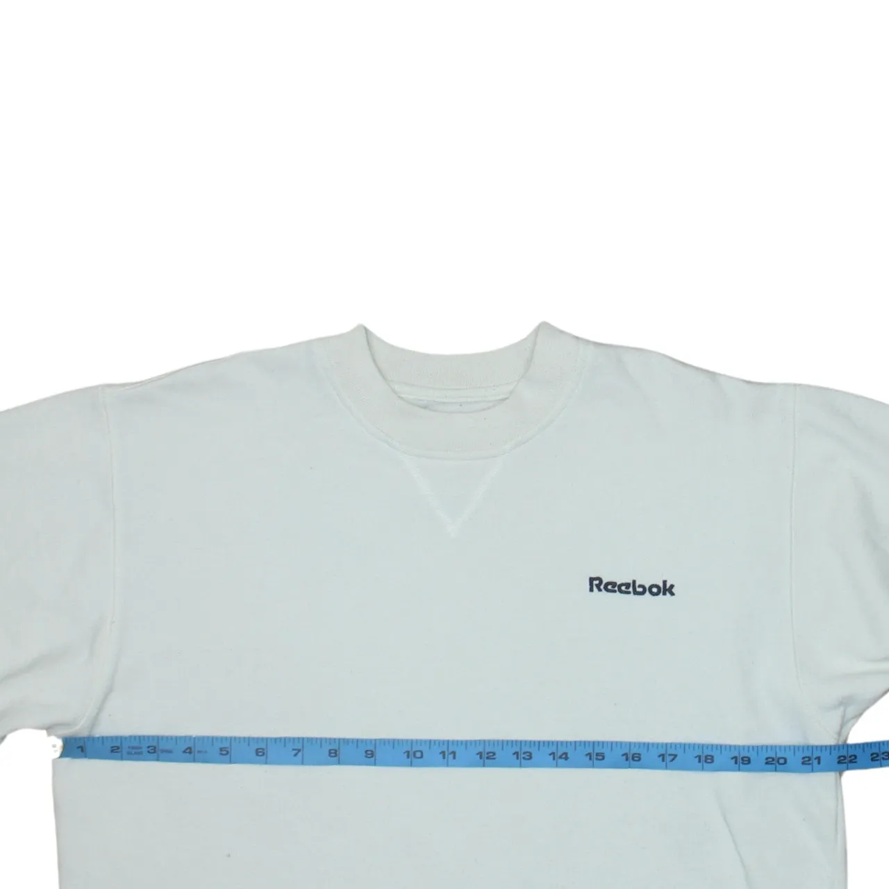Reebok White Sweatshirt Women's Size 10 Embroidered Logo Ribbed Cuffs Crewneck Pullover sold by Vintage Club product image thumbnail 5