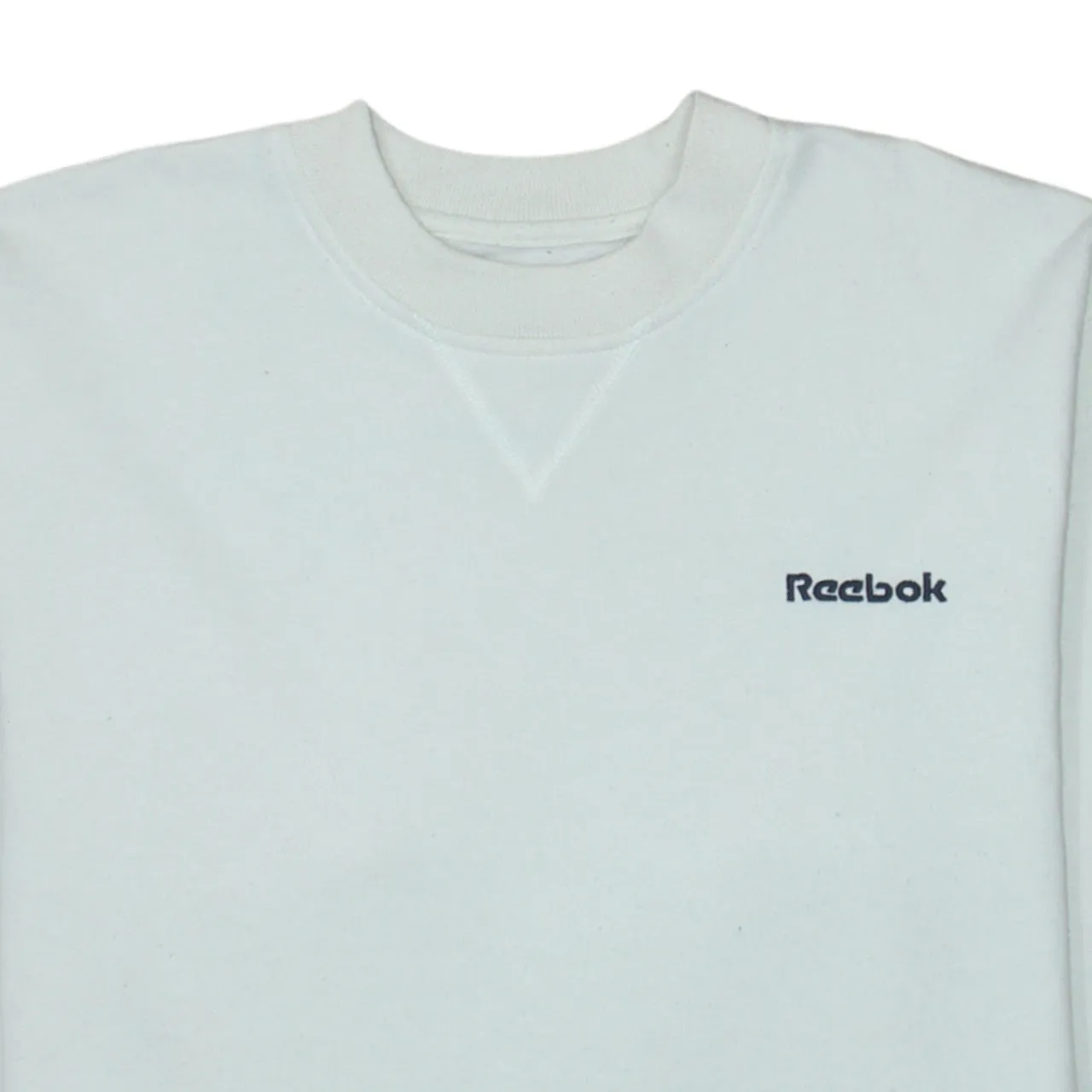 Reebok White Sweatshirt Women's Size 10 Embroidered Logo Ribbed Cuffs Crewneck Pullover sold by Vintage Club product image thumbnail 3