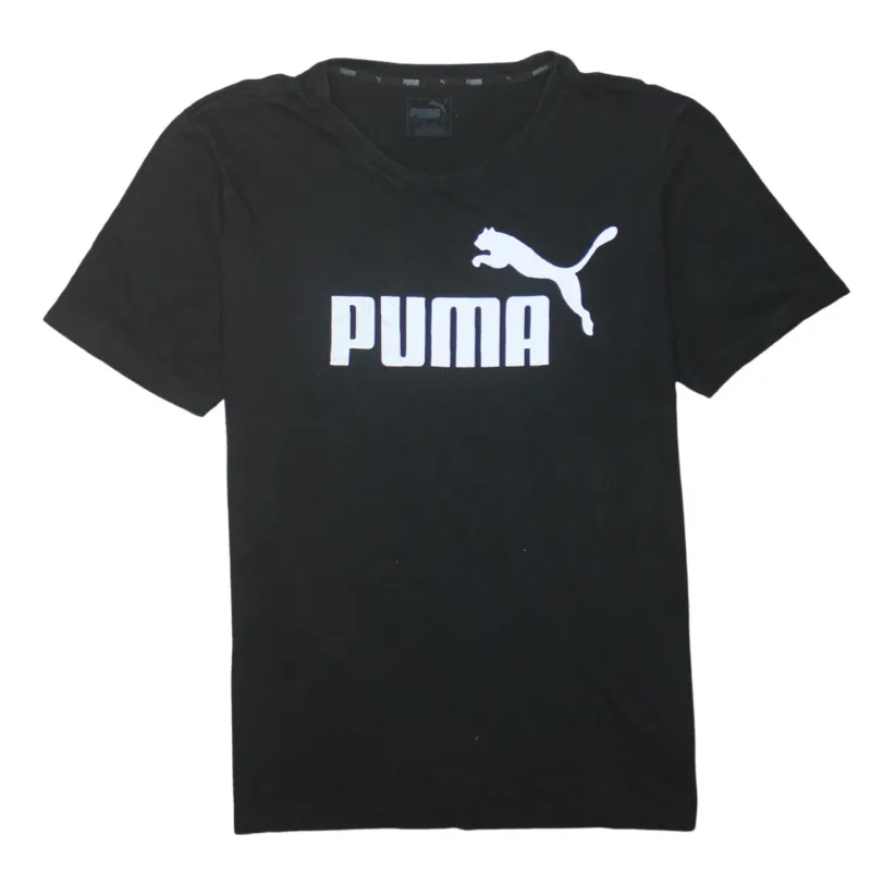 Puma Black T Shirt Men's Medium Printed Big Logo Short Sleeve Casual Top Tee sold by Vintage Club